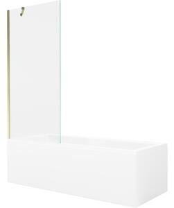 Mexen Cubik obdĺžniková vaňa 160 x 70 cm s krytom a jednou 80 cm priehľadnou zlatou zástenou - 550316070X9508000050