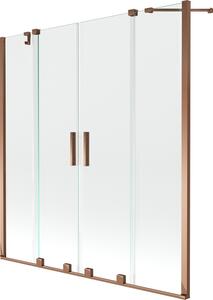 Mexen Velar Duo vaňová zástena dvojkrídlová zasúvacia 160 x 150 cm, transparentná, ružové zlato - 896-160-000-02-60