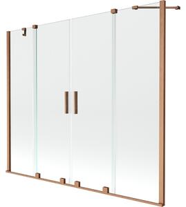 Mexen Velar Duo vaňová zástena dvojkrídlová posuvná 200 x 150 cm, priehľadná, brúsená meď - 896-200-000-02-65