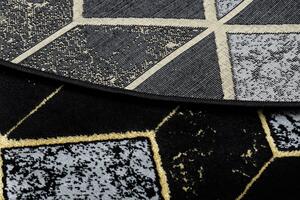 Okrúhly koberec GLOSS 400B 86, glamour, art deco, 3D geometrický čierno / zlatý