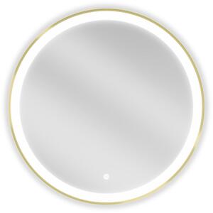 Mexen Esso kúpeľňové zrkadlo podsvietené, okrúhle 70 cm, LED 6000K, anti-pára, zlatý rám - 9825-070-070-611-50