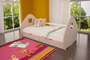 Detská posteľ so zásuvkami PETRIT - béžová / biela