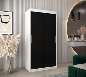 Skriňa s posuvnými dverami v šírke 100 cm TIMEA - biela / čierna