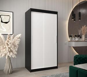 Skriňa s posuvnými dverami v šírke 100 cm TIMEA - čierna / biela