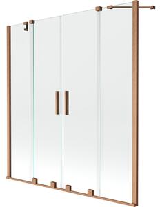 Mexen Velar Duo vaňová zástena 2-krídlová posuvná 160 x 150 cm, transparentná, kartáčovaná meď - 896-160-000-02-65