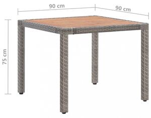 Záhradný stôl sivý polyratan / akácie Dekorhome 150x90x75 cm
