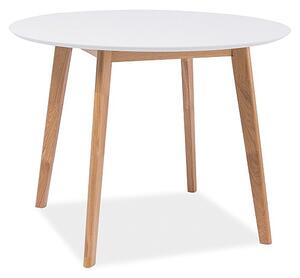 Okrúhly jedálenský stôl RYSZARD - 100x100, biely / dub