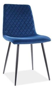 Čalúnená jedálenská stolička TEONA - modrá / čierna