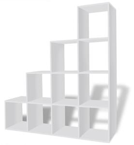 Regál na knihy/policový regál v tvare schodov 142 cm, biely