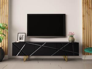 TV stolík ROANA - lesklý čierny / čierny