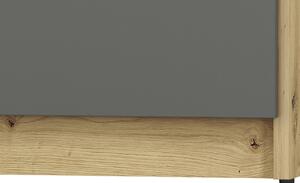 Úzka šatníková skriňa KARIS - šírka 80 cm, biela / antracit / dub artisan