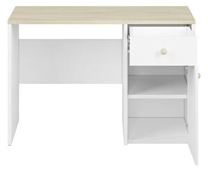 Písací stôl CHAJA - biely / buk fjord