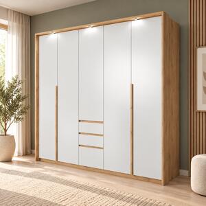 ŠATNÍKOVÁ SKRIŇA VALLEN DUB CRAFT + BIELA LED 229 cm