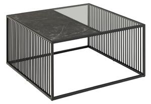 Čierny konferenčný stolík so sklenenou doskou 80x80 cm Strington – Actona