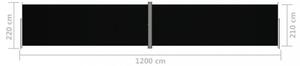 Zaťahovacia bočná markíza 220x1200 cm Dekorhome Čierna