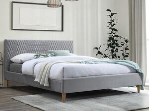 Čalúnená manželská posteľ NEVIO - 140x200 cm, svetlo šedá