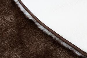 Okrúhly prateľný koberec LAPIN shaggy , čokoládový/ slonovinová kosť