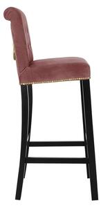 Luxusná čalúnená barová stolička ELITE - čierna / ružová
