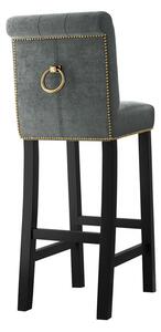 Luxusná čalúnená barová stolička ELITE - čierna / platinová