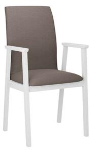 Čalúnená jedálenská stolička s podrúčkami NASU 1 - biela / hnedá 1