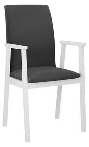 Čalúnená jedálenská stolička s podrúčkami NASU 1 - biela / tmavá šedá