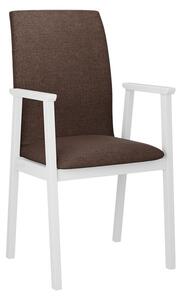 Čalúnená jedálenská stolička s podrúčkami NASU 1 - biela / hnedá 2