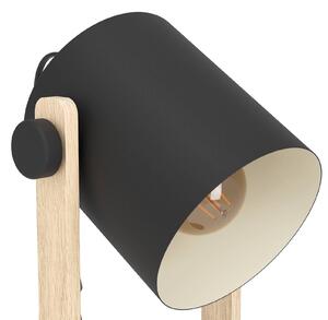 Stolová lampa Hornwood, výška 42 cm, čierna/hnedá, oceľ