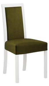 Jedálenská stolička s látkovým poťahom ENELI 3 - biela / tmavá olivová