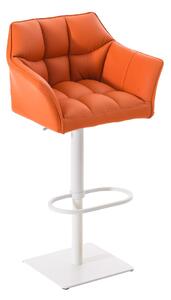 Barová stolička Damas W1 ~ koženka, biely rám - Oranžová