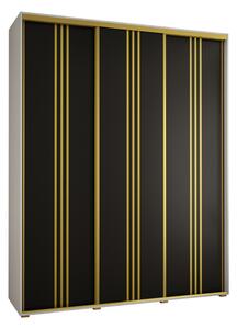 Šatníková skriňa ASIRI 6 - 200/45 cm, biela / čierna / zlatá