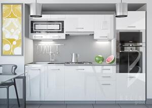 Biela sektorová kuchynská linka Luxe 240 cm s LED osvětlením