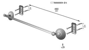 BISK Erga Deco, 1-ramenný držiak na uteráky 610 mm, antická mosadz, ERG-00409