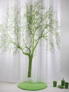 Erga Peva, sprchový záves 180x200cm, polyester, biela-zelená vzor strom, ERG-04439