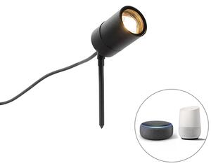Inteligentný moderný bodový reflektor čierny IP44 vrátane wifi GU10 - Solo