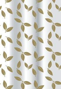Erga Peva, sprchový záves 180x200cm, polyester, biela-zlatá vzor Madison, ERG-08175