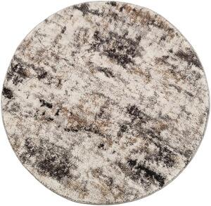 HU Okrúhly Béžovo-biely koberec Plush Deluxe fľakovaný Rozmer: 60x60 cm