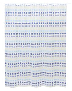 Erga Peva, sprchový záves s háčikmi (12ks) 200x180 cm, modrá vzor Punti, ERG-08092