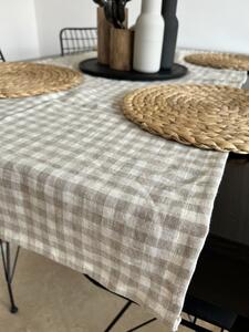 Tom Linen stolový behúň v prírodnej kárované farbe Velikost: 40x140