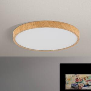 Stropné LED svetlo Bully, vzhľad drevo, Ø 28 cm