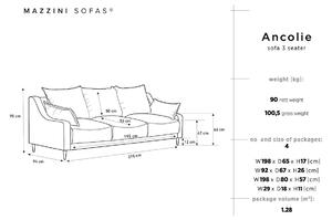MAZZINI SOFAS Trojmiestna rozkladacia pohovka s úložným priestorom Ancolie 215 × 94 × 90 cm