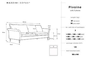 Šedá Trojmiestna rozkladacia pohovka s úložným priestorom Pivoine 245 × 95 × 98 cm MAZZINI SOFAS