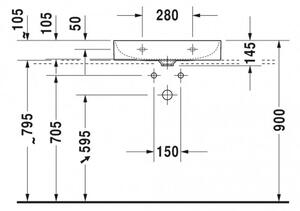 Duravit DuraSquare - Umývadlo brúsené 600x470 mm, bez prepadu, biela 2353600071