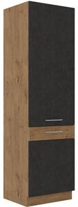 Vysoká kuchyňská skříň policová 60x210 cm 26 - MYSTIC - Cappucino lesklá / Dub artisan