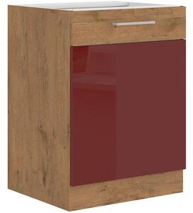 Samostatná kuchyňská skříňka spodní 60 cm 26 - MYSTIC - Cappucino lesklá / Dub artisan