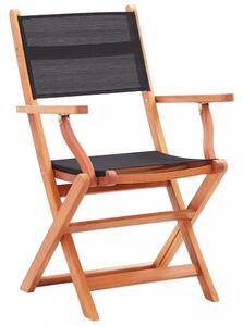 Skladacia záhradná stolička 4ks eukalyptus / textilen Dekorhome Čierna