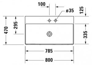 Duravit DuraSquare - Umývadlo do nábytku 800x470 mm, bez prepadu, biela 2353800041