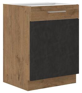 Samostatná kuchyňská skříňka spodní 60 cm 01 - VISION - Bílá lesklá / Dub lancelot