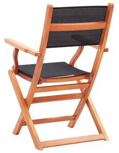 Skladacia záhradná stolička 4ks eukalyptus / textilen Dekorhome Čierna