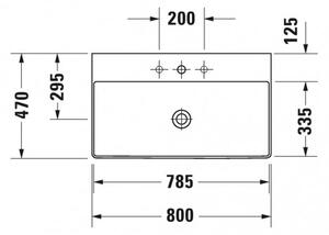 Duravit DuraSquare - Umývadlo do nábytku 800x470 mm, bez prepadu, biela 2353800041