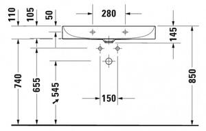 Duravit DuraSquare - Umývadlo do nábytku 800x470 mm, bez prepadu, biela 2353800041